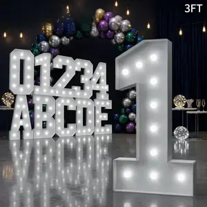 Light-Up Number & Letter (1 Set), Battery-Powered Light-Up Numbers, Giant Numbers for Birthday, Anniversary & Graduation Party Decorations, Happy Birthday Decorations, Party LED Lights, Led Lighted, Battery Powered Ornament