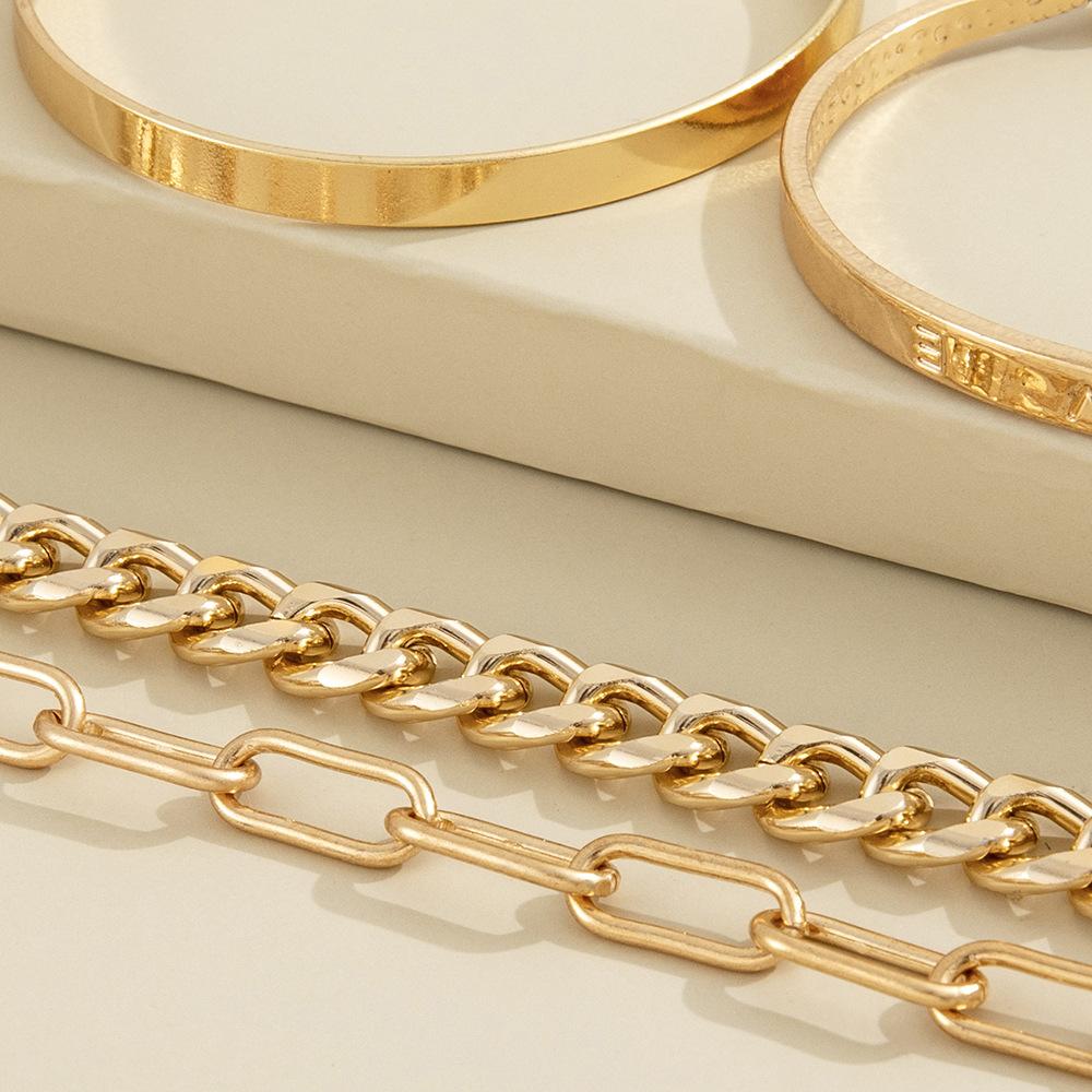 Punk-style bracelet set with English letters LOVE, four-piece bracelet for women, not easy to fade