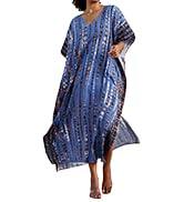 Kaftan Dresses for Women Plus Size Bathing Suit Cover up Vneck Batwing Dress Loose fit Moroccan Caftan mumu Dresses