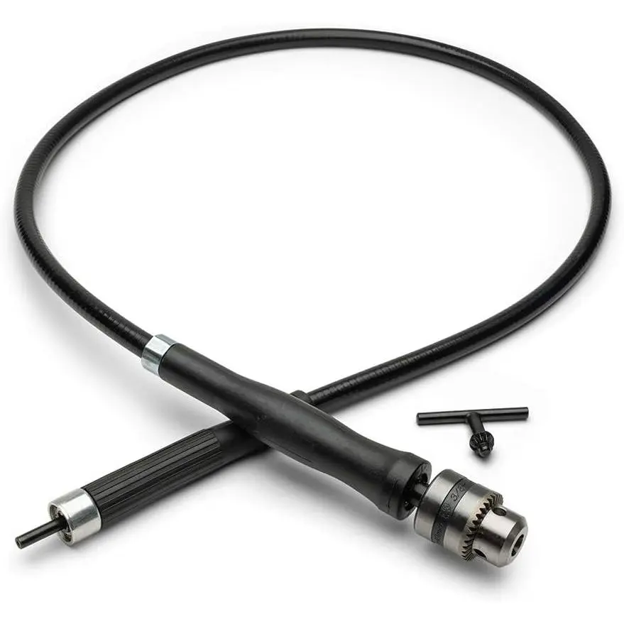 Flex Shaft Rotary Tool or Drill Attachment with 3/8" Chuck - 55.5" Flexible Drill Bit Extension with Ball Bearing Design for Crafting, Sanding or Woodworking Tools