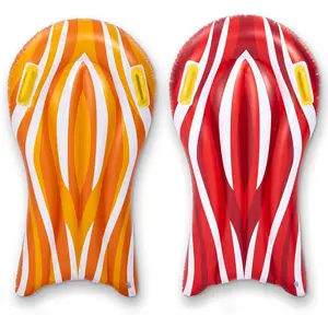 2 Pack Inflatable Body Boards for Water Slides, Surfing Board Pool Floats, Swimming Pool Floating Boards Learn to Swim, Summer Water Fun Toy for Kids and Toddlers (Red and Orange)