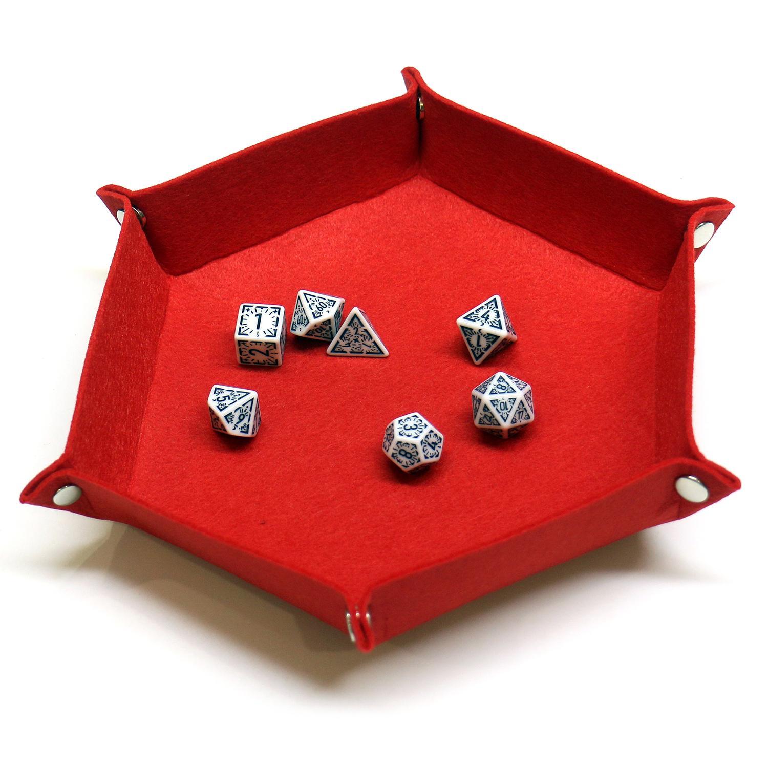 Felt Dice Tray, 1 Count Foldable Dice Trays, Hexagon Dice Rolling Tray, Felt Dice Holder for Dice Games, Table Games, Game Accessories, Polyhedral Dice