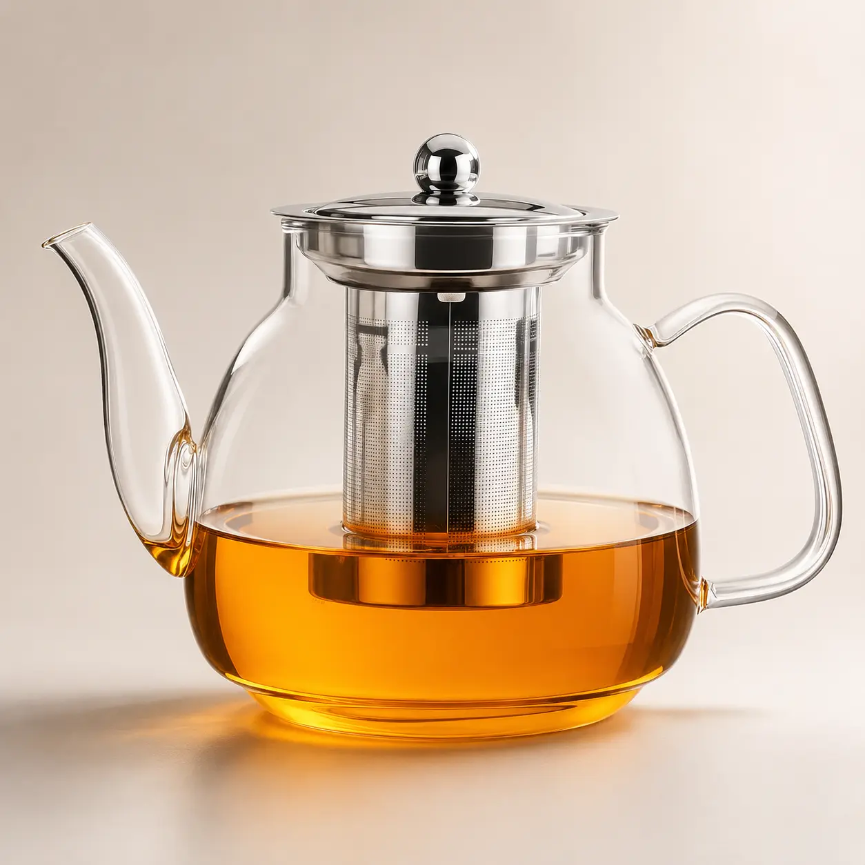 Glass Teapot Stovetop 50 OZ/1500ml, Borosilicate Clear Tea Kettle With Removable 18/8 Stainless Steel Infuser for Loose Leaf & Blooming Tea