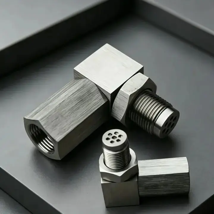 2 Pcs Universal CNC Machined Metal Threaded Filter Adapters, 90-Degree Precision-Threaded Hardware Fittings, High-Strength Components for DIY Enthusiasts