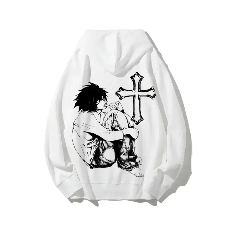Unisex Vintage Graphic Pullover Hoodie - Death Note L Anime Long Sleeve Soft Streetwear Top, Sohochic Vibe Vintage Clothing Couple Gift