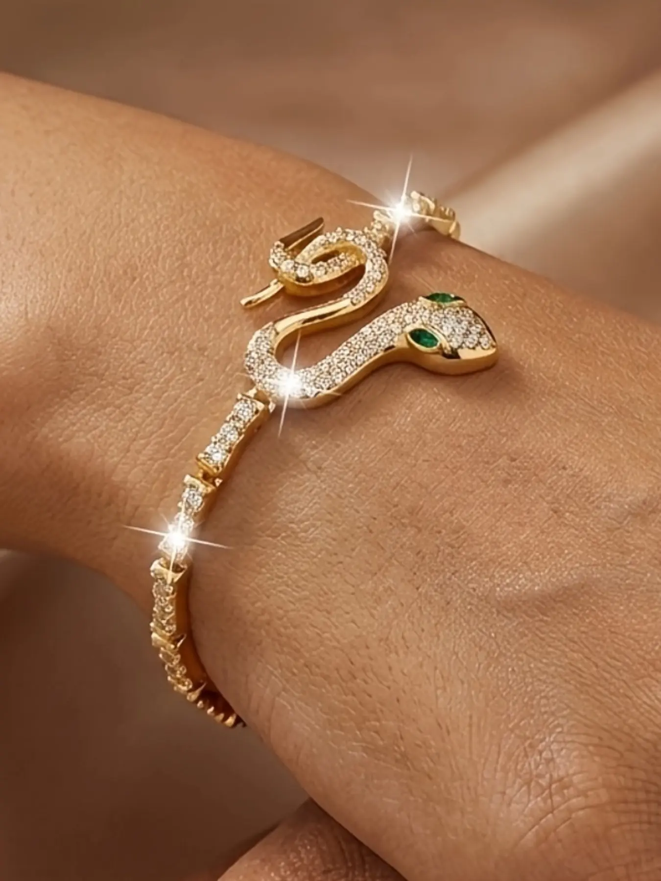 Women's Fashion Bracelet, Vintage Hip-Hop Snake Design, Synthetic Zircon Embedded, Perfect for Valentine's Day, Mother's Day, Parties