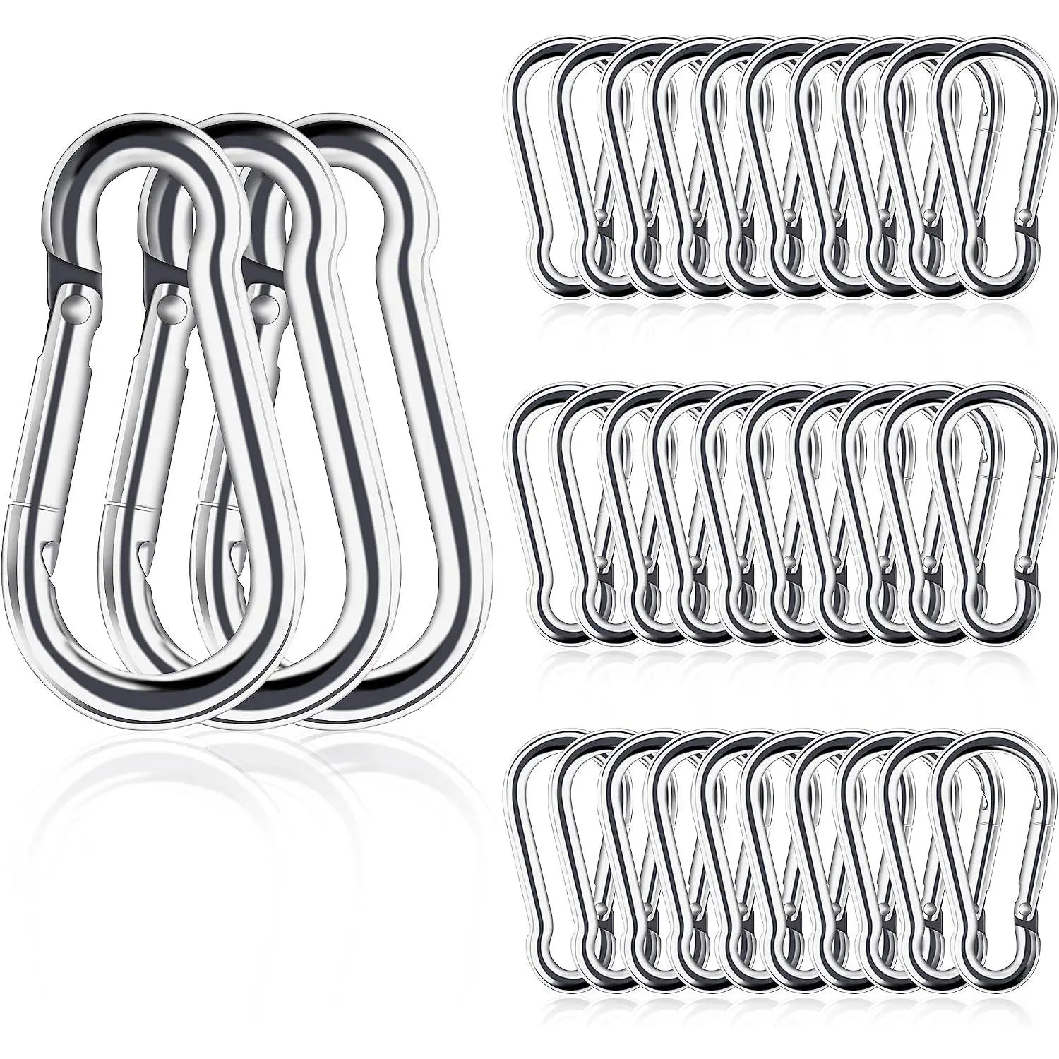 30pcs 1.57 Inch Mini Carabiner Clips, M4 Stainless Steel Spring Snap Hook Heavy Duty Locking Carabiners for Climbing Hiking Camping FishingGift