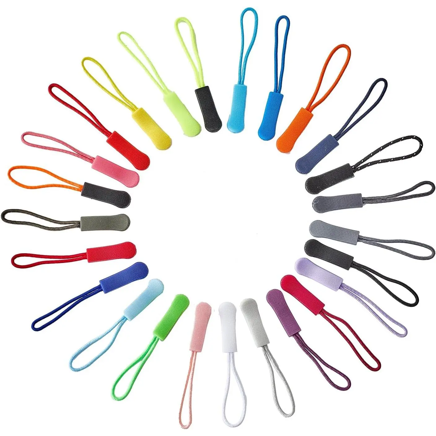 50 count Zipper Pulls,25 Colors Zipper Tags  Nylon Cord Zippers Pull  for Backpacks,Luggage,Jackets,Handbags,Sweatshirt,Purses