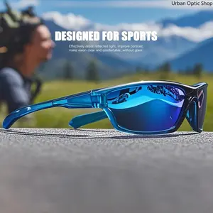 XUH Polarized Wrap-Around Sports Sunglasses for Men - Blue Mirror UV400 Dark Lenses, Ideal for Fishing, Surfing, Outdoor Activities, Dark-Lensed Men's Sunglasses, Polarised Men's Sunglasses