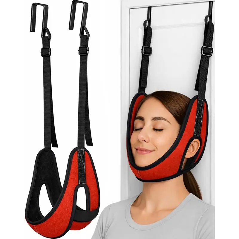 Upgraded Door Hanging Neck Traction Device, 330 LBS Weight Capacity, Thickened Neck Support & Breathable Design for Cervical Relief