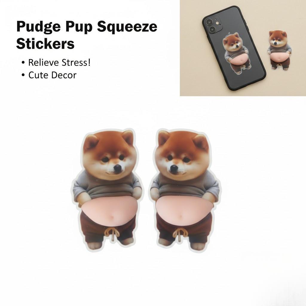 6Pcs 3D Dog & Cat Belly Mochi Squishy Stickers, Stress Relief Fidget, Cute Squeeze Toys for Kids Party Favors, Classroom Gifts, School Rewards, Fun  Gift for Adults & Kids, Silicone Puffy Car Door & Wall Buffers