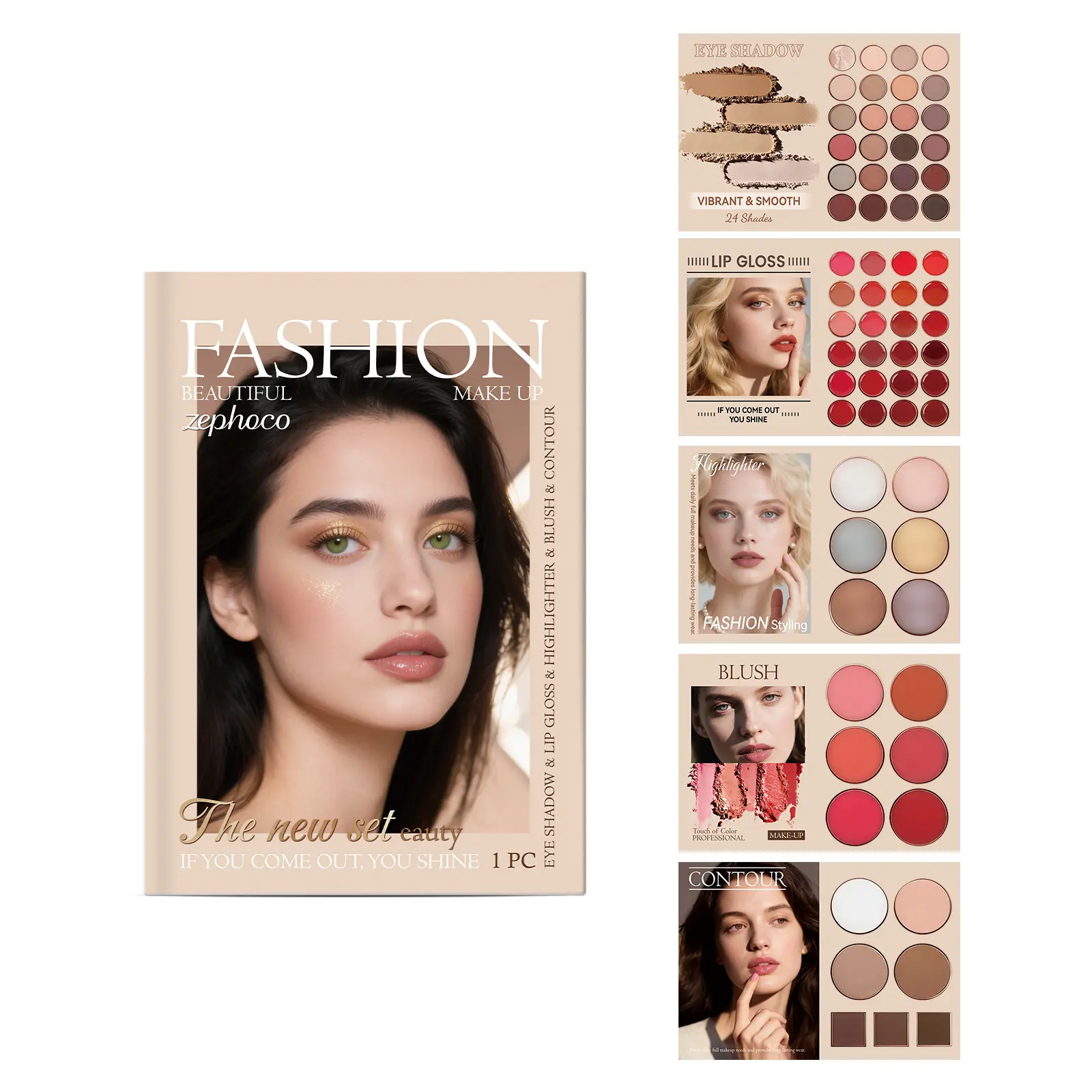 Full Face Makeup Kit, Rich Pigment Natural Shades Beauty Cosmetic Set For Gorgeous Daily Makeup Looks