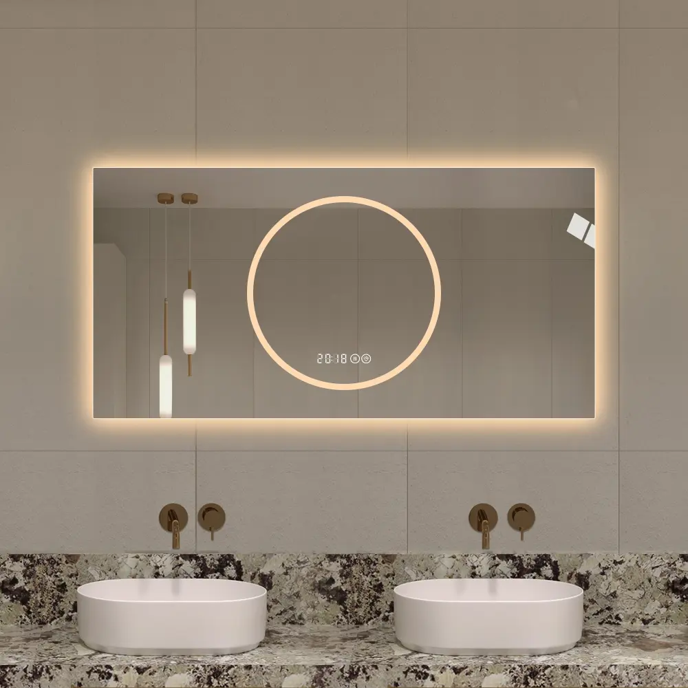 48x24 Inch LED Bathroom Mirror with Lights, Wall Mounted Vanity Mirror, Anti Fog Dimmable Makeup Mirror with 3 Color Lighting Modes & 6 Level Brightness Adjustment, Modern Backlit Mirror for Bathroom, Bedroom, Dressing Room, Horizontal Installation