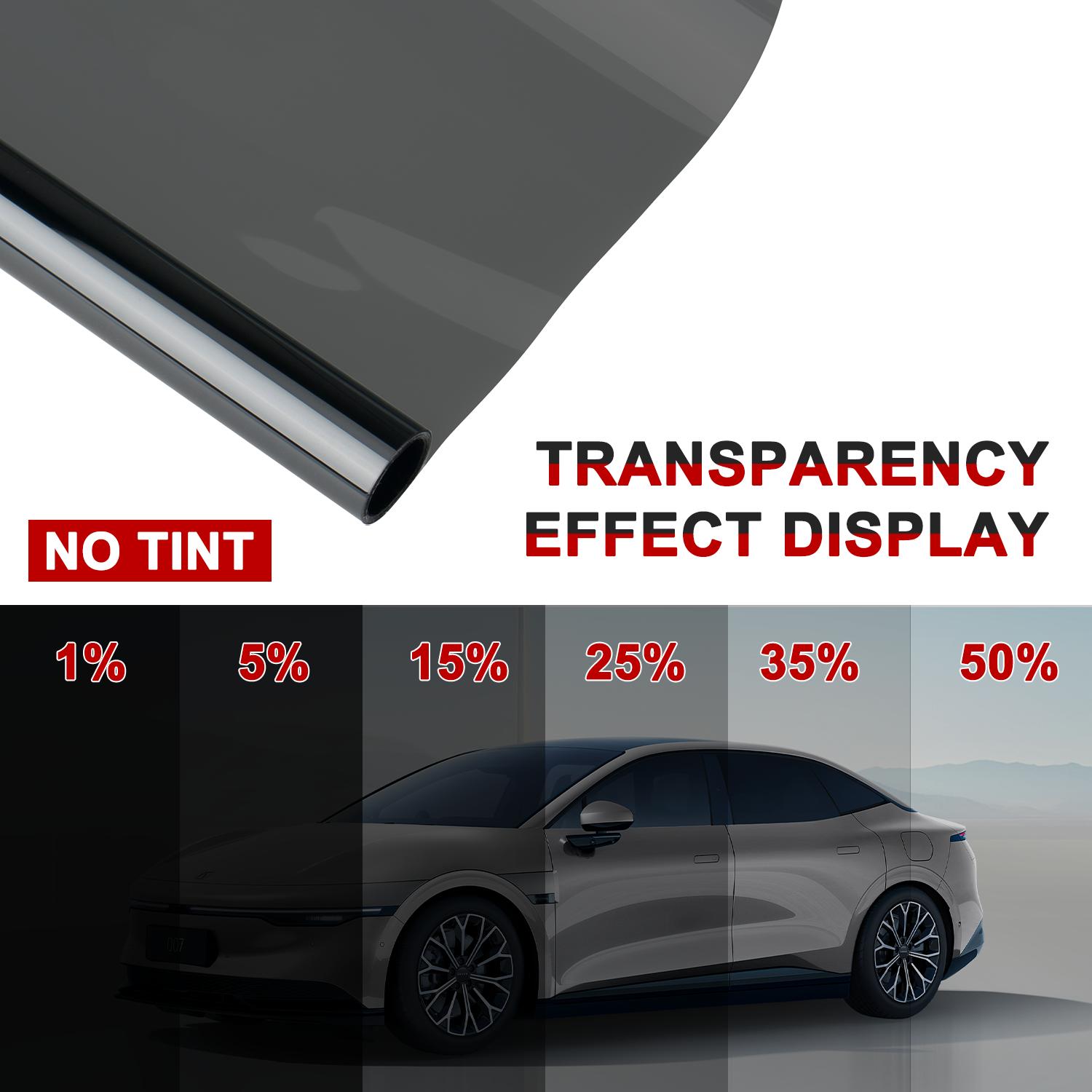 300/600CM Uncut Roll Window Tint Film 1% 5% 15% 20% 35% 50%  VLT Window UV Blocking and Privacy Film for Car Home Office Glass