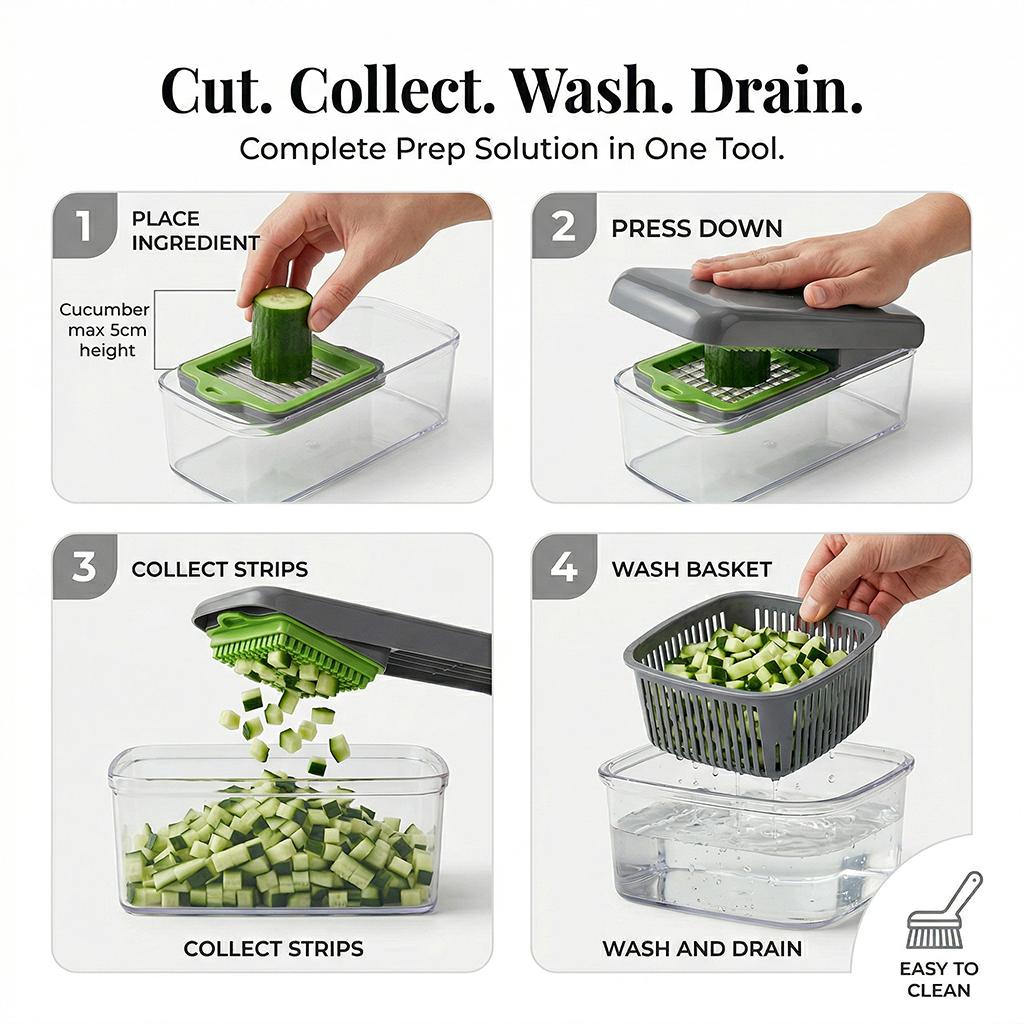 The Pro-Lever 7-in-1 Vegetable Chopper| Ergonomic High-Efficiency Dicer & Slicer| Heavy-Duty Stainless Steel Blades| Effortless Meal Prep for Modern Kitchens