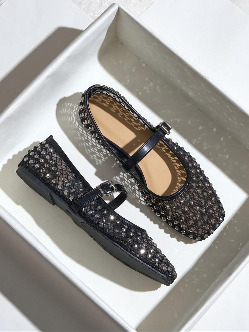 Women's Fashionable Studded Decorated Ballet Flats, Elegant Comfortable Flat Shoes for Daily Wear, Casual Trendy Shoes for Women & Girls, Running, Ballerina Flats Shoes