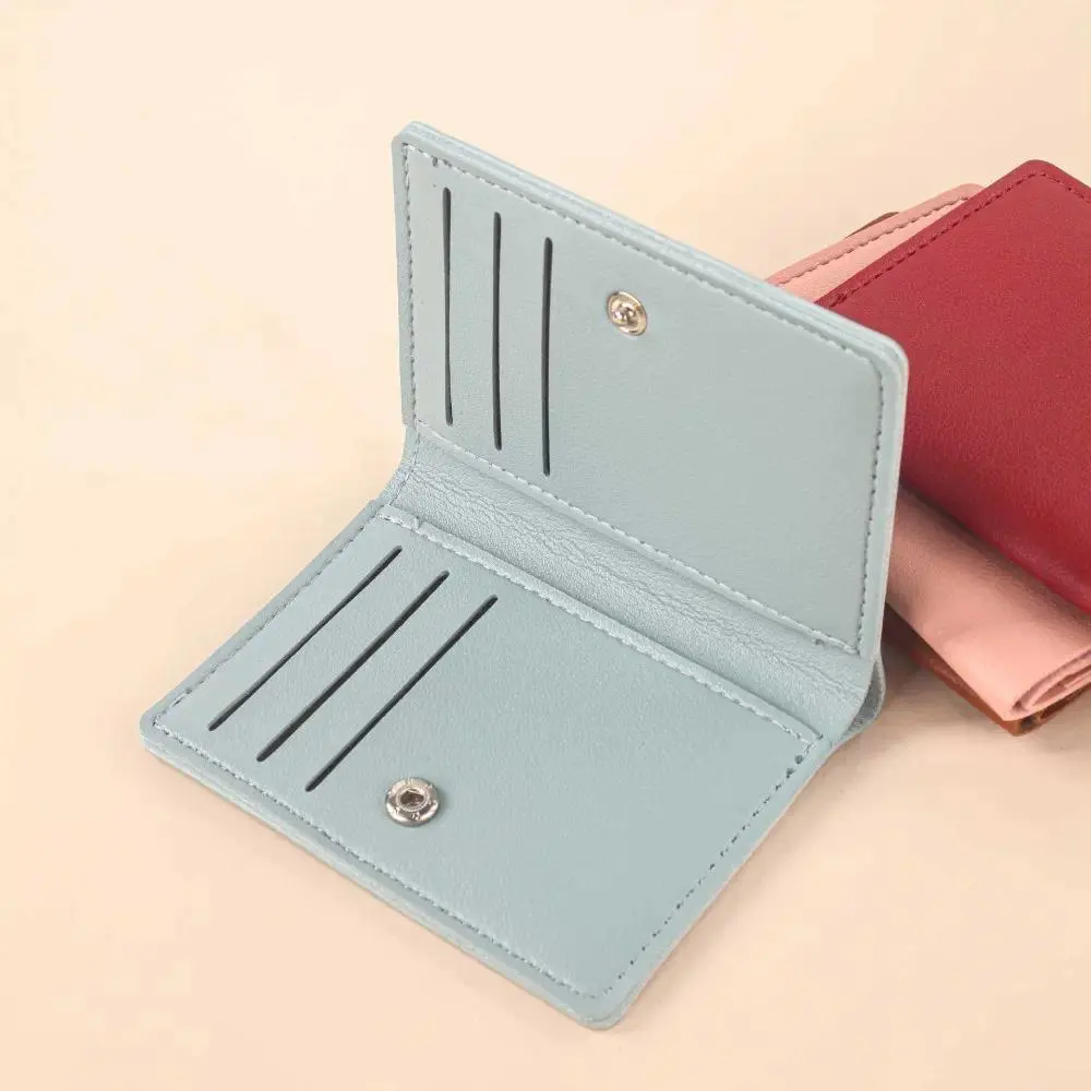Unisex Minimalist Slim Snap Button Bifold Wallet, Soft Leather Compact Card Holder with Driver License Slot, Lightweight Everyday Carry Purse for Daily Commute, Travel, Work & Business Use