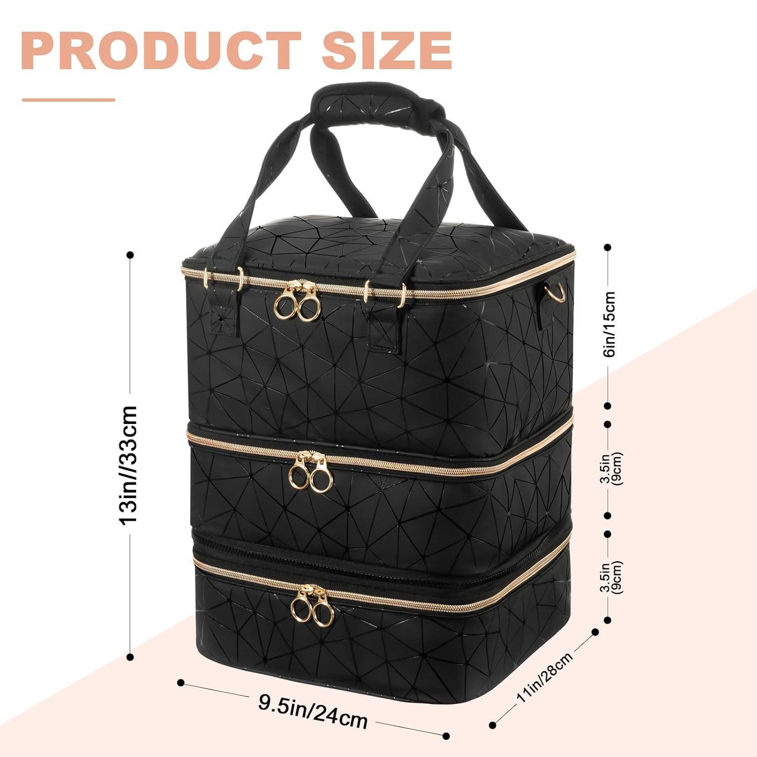 Large Capacity Makeup Bag, 3 Layer Detachable Makeup Case, Nail Polish Storage Bag, Makeup Organizer, Cosmetic Storage Bag, Makeup Tools Organizer
