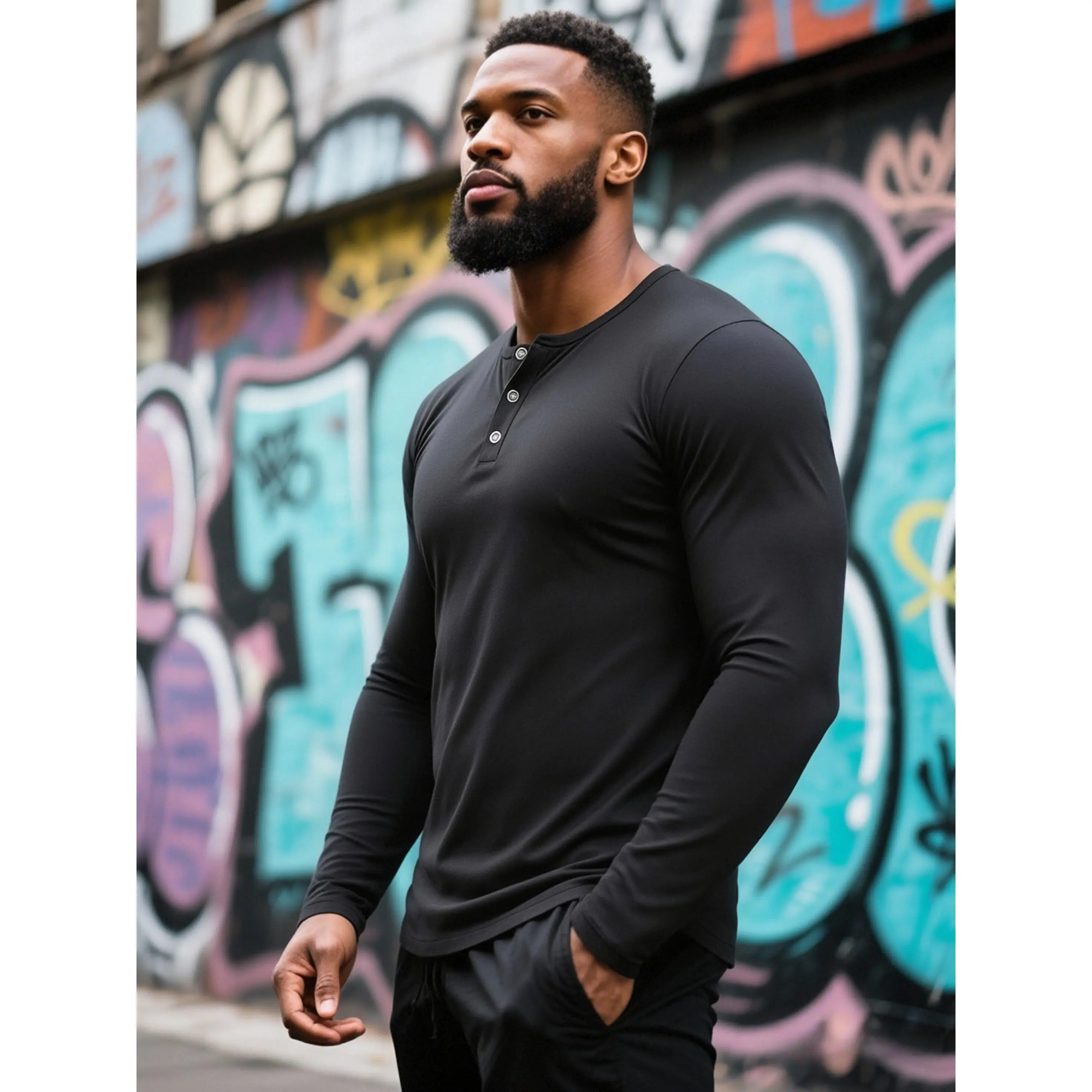 4 Colors Men's Henley Long Sleeve Shirts, 3‑Button Placket Crew Neck Casual Tees, Soft Stretchy Slim Fitted Basic Undershirts, Lightweight Breathable Daily Layering Tops, Versatile Office Workout Transition Shirts for Men, Mens Multi‑Color Solid Henley Ba