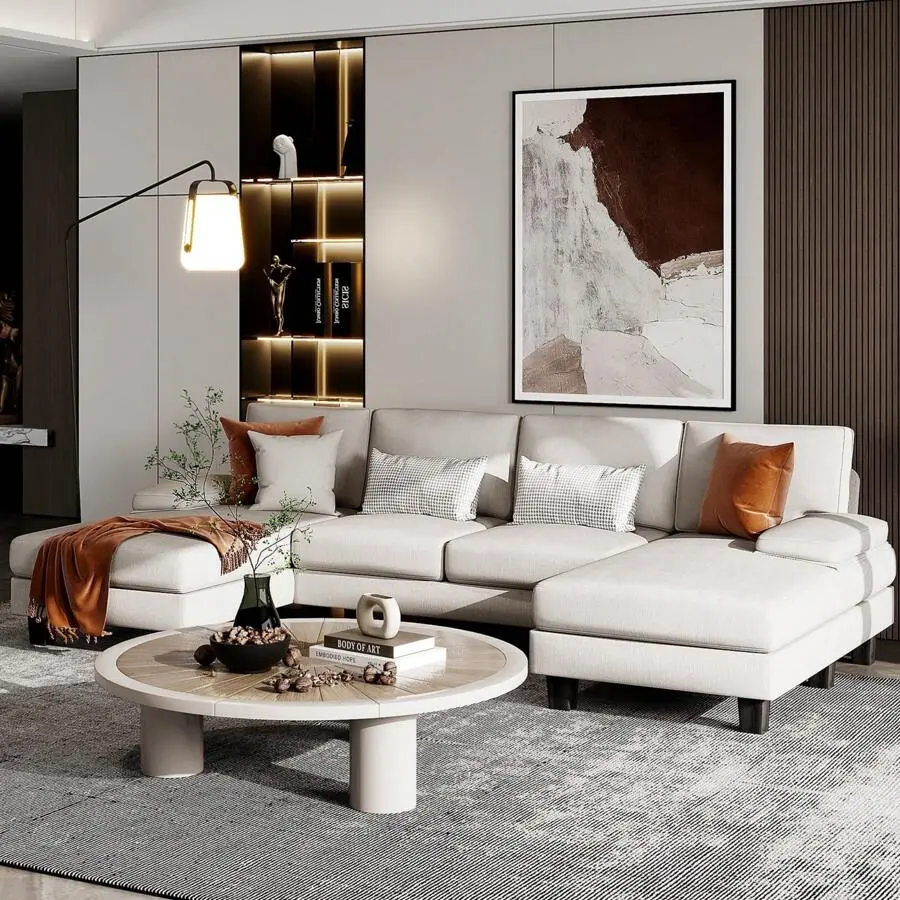 Furmax Modern U-Shape Sectional Sofa, Chenille Modular Couch, Oversized Sofa With Chaise Living Room