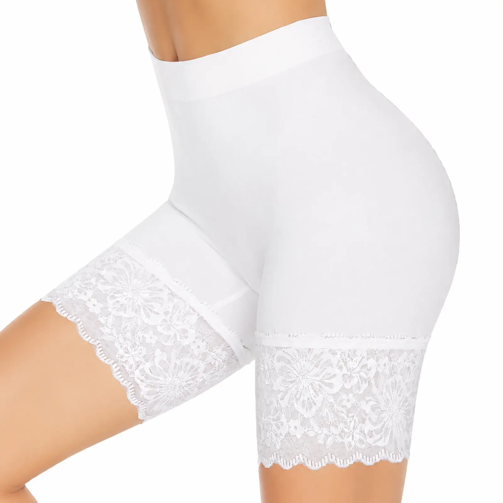 Lace Trim Safety Shorts for Women, Seamless Stretch Coverage Layer for Dresses and Travel Looks