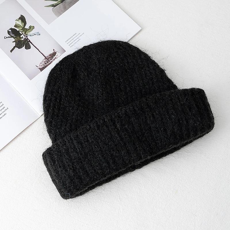 New Style Winter Warm Solid Color Slouchy Winter Hats Beanie Cap Y2k Warm Cap For Women Cap Winter Outdoor Knitted Girl Hats