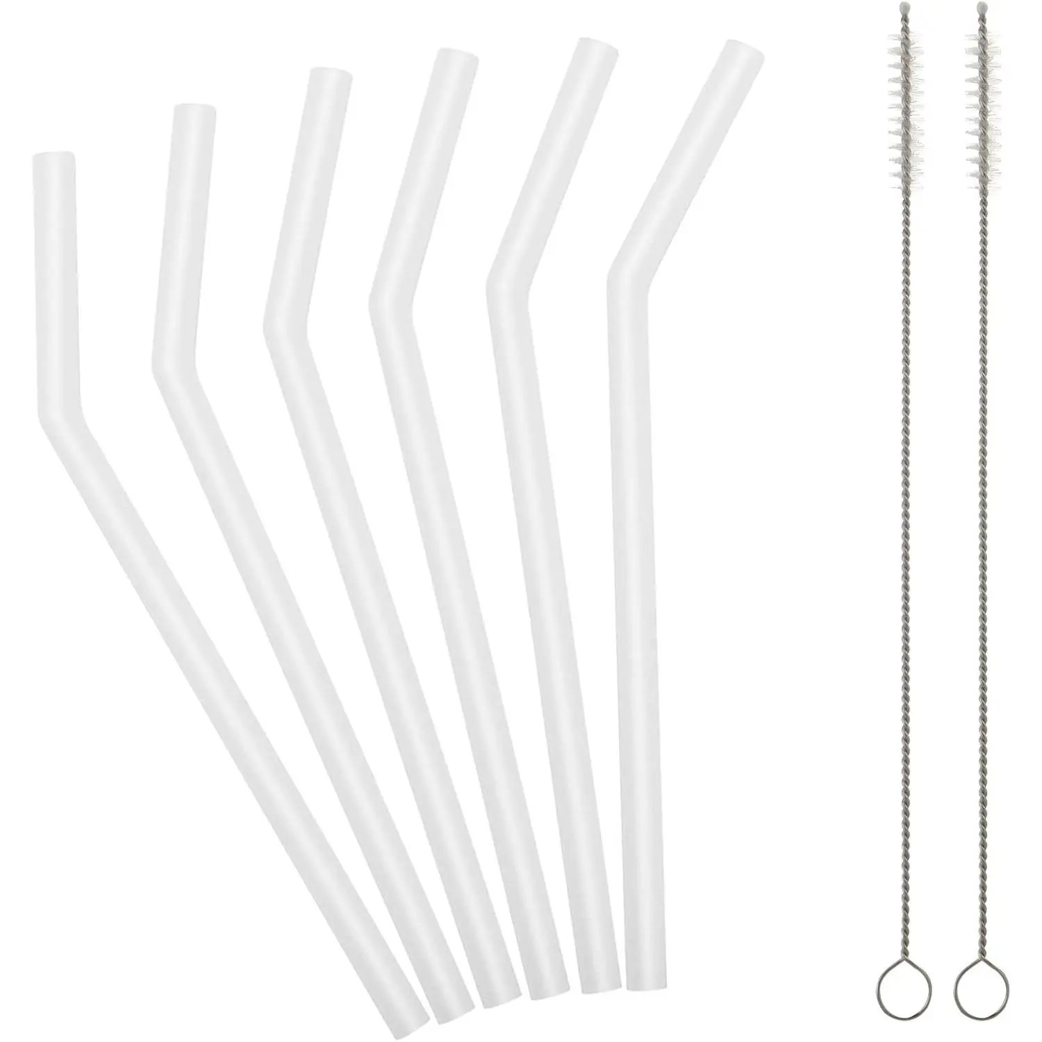 Clear  Straws for  &  - 6 count Flexible Short Drink 6.7" Straws for 6-12 oz /Rtic/Ozark Tumblers & 2 Cleaning Brushes - , no Rubber Tast