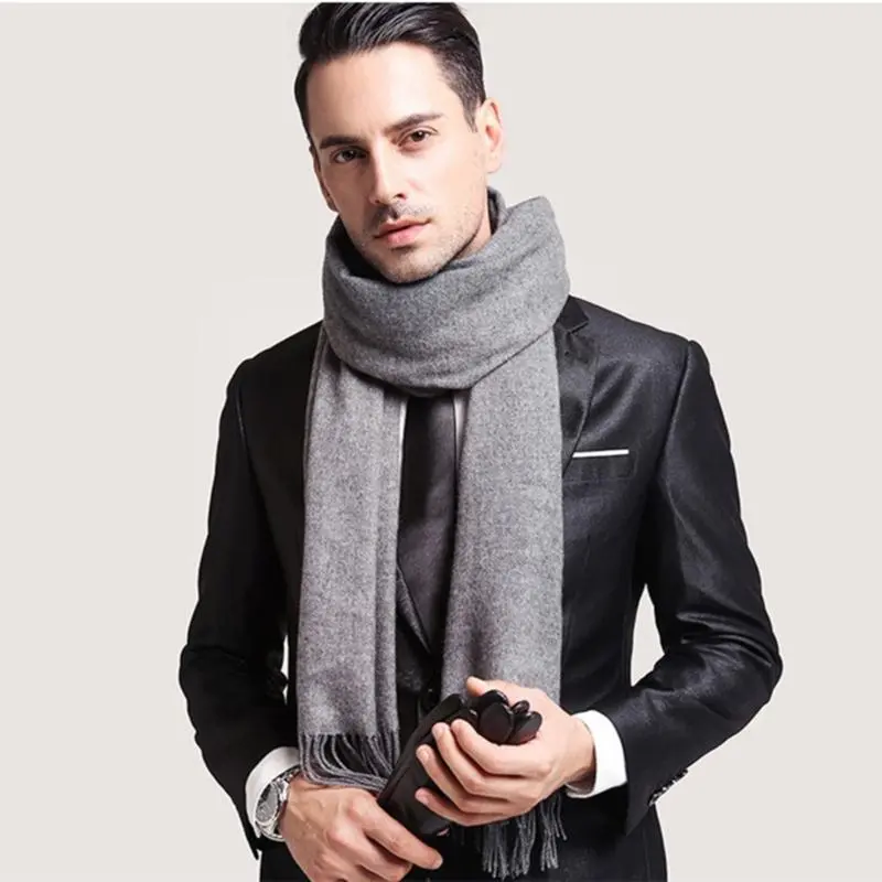 Wool Scarves Winter Soft Warm Shawl Thickened Long Tassel Shawl Warm Scarf Fashion Solid Color Women Man Scarf