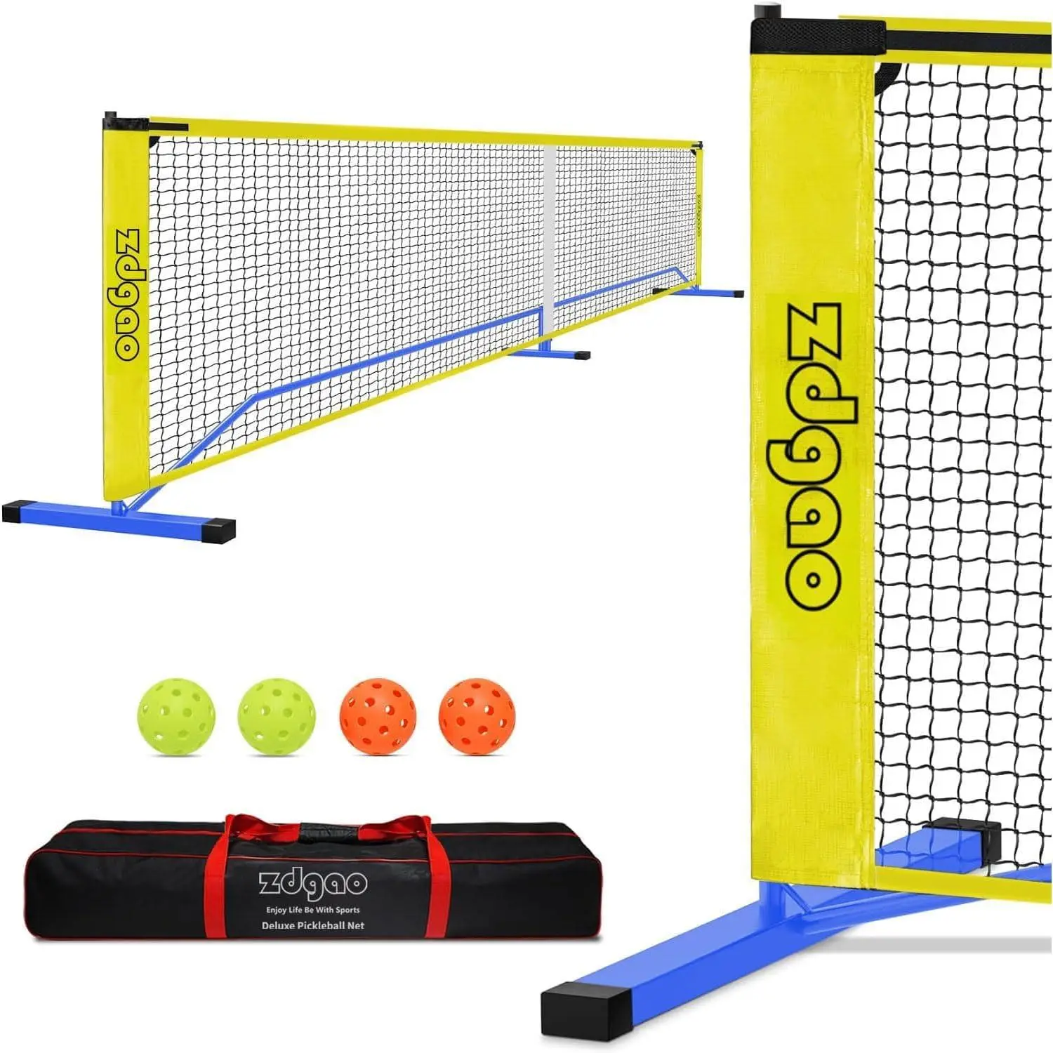 Portable Pickleball Net with Pickleballs and Carry Bag for Driveway | 22FT Regulation Size Pickle Ball Net, Weather Resistance Strong Steel Frame, Easy Setup for Indoor Gym, Outdoor Court