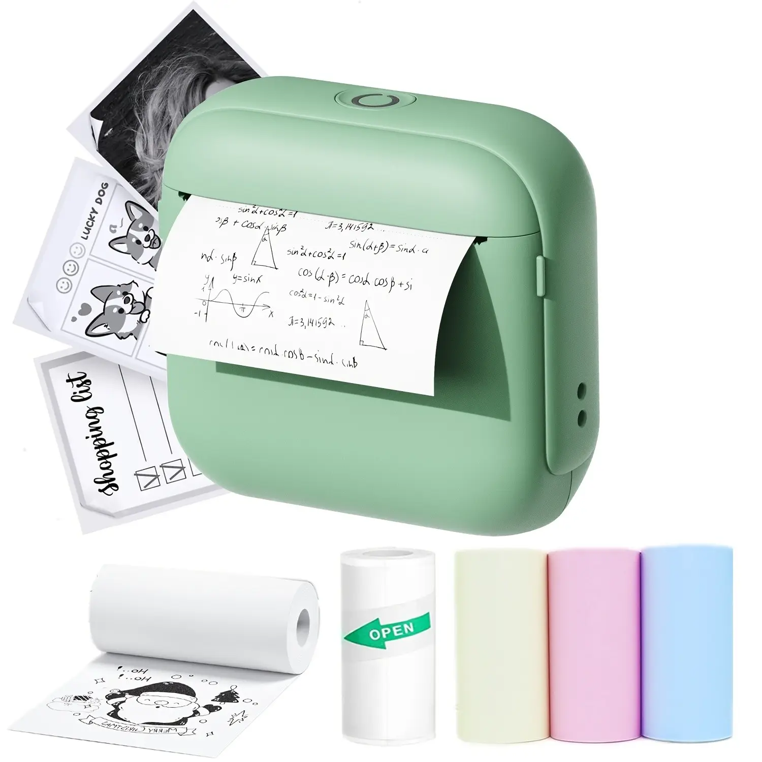 Portable Mini Thermal Wireless Printer Kit with Photo Paper, Labels, Thermal Paper, Instant Print, Compatible with iOS/android, Ideal Gift for Holidays