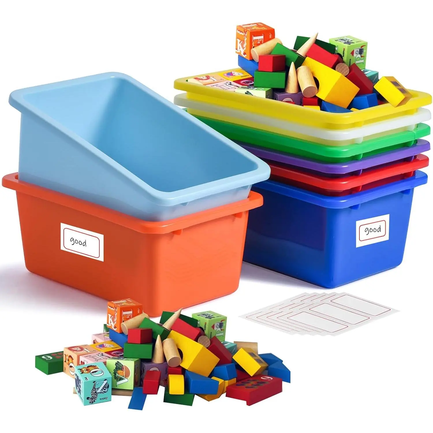 8-Pack Colorful Classroom Storage Bins, Plastic Cubby Book Bins for Classroom Organization, Book &  Storage Organizer,  for Classroom Library, Shelves, STEM Centers,  & Homeschool