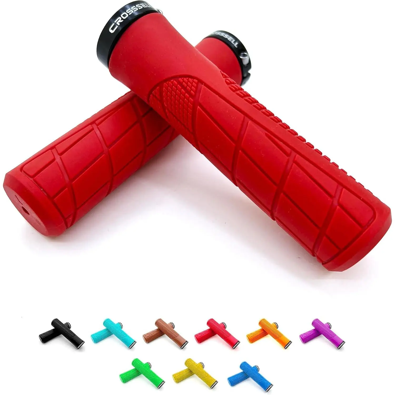 MTB Grips - Lock-  Handlebar Grips for Mountain , BMX & E- - Non-Slip Shock Absorbing  Grips for 22.2mm Handlebars - [7 Colors]