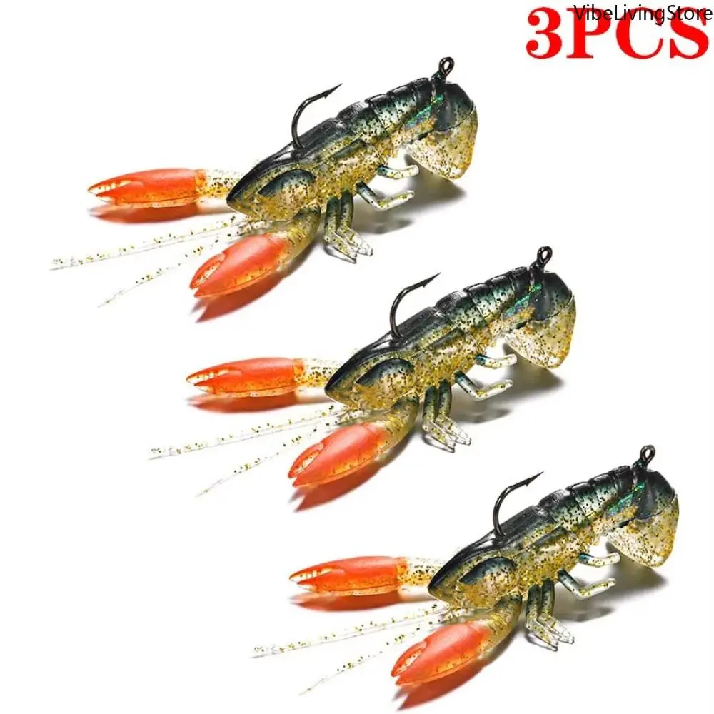 3-Piece Lifelike Crayfish Artificial Fishing Lure Bag Charms, Realistic Soft Fake Bait Style Accessories for Freshwater Bass Enthusiasts