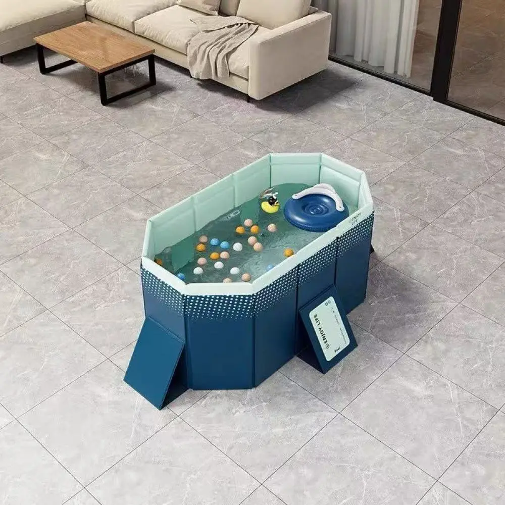 1.6M Foldable PVC Swimming Pool, Non-Inflatable Portable Family Kiddie Pool for Kids & Adults, Outdoor Backyard Patio Garden Beach Cooling Pool, Quick Setup Collapsible Summer Bath Tub, Durable Waterproof Splash Pool for Home Use
