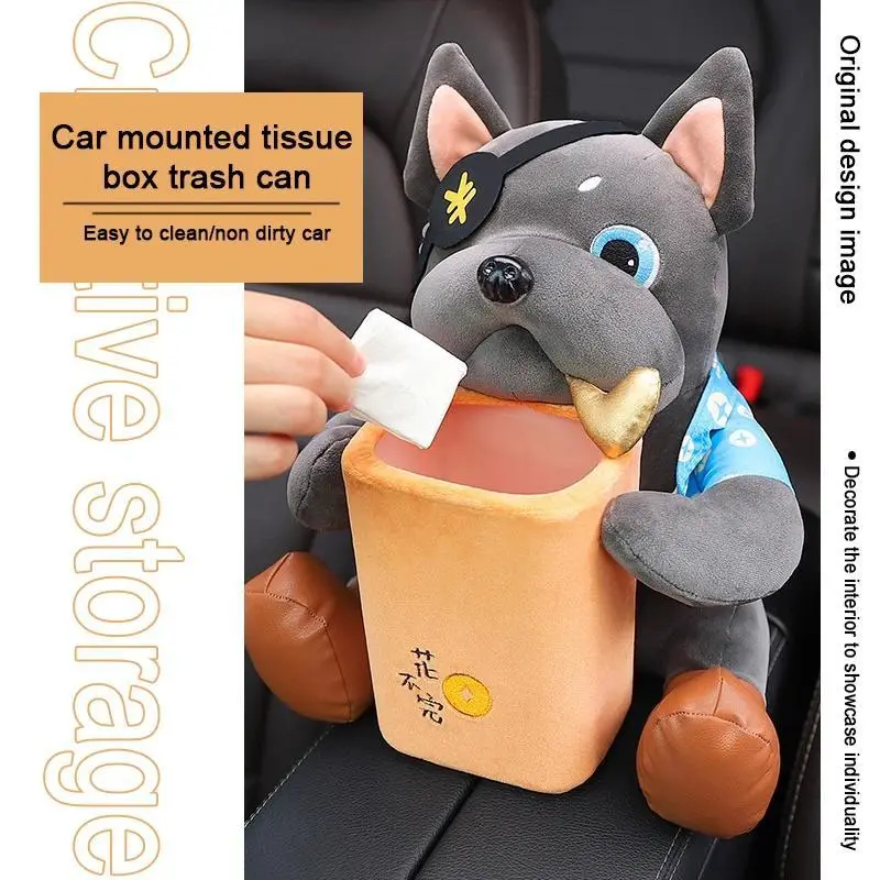Creative car tissue box, garbage bin, two in one multifunctional car armrest box, drawer box, car decoration supplies