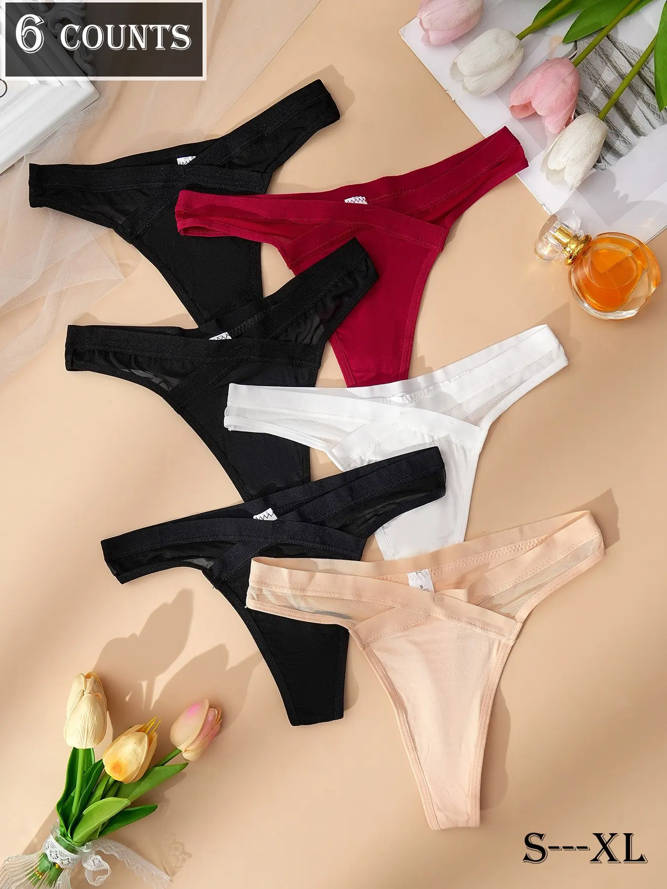 Dorsu Women's High Elastic Thongs Set, Knicker Set, Panties, Underwear, Lingerie, Lightweight Summer Panties, Multi-Color, Sexy & Elegant Style, Breathable Fabric, Comfortable Fit, All Seasons Wear