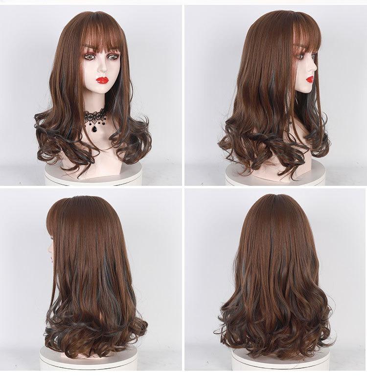 Long Curly Big Wave Full Wig for Women, Girl's Wig Hair Topper, Highlighted Ombre Women's Wig with Realistic Scalp, Pear Flower Curl Synthetic Wig Cap for Daily & Party Wear