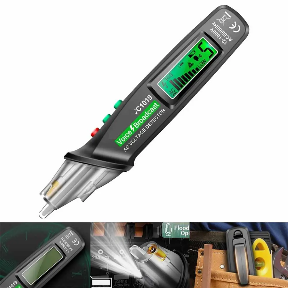 Pen‑Style Non‑Contact Voltage Detector｜AC 12V‑1000V Tester with Voice Broadcast, Breakpoint Finder & LED Flashlight, Auto‑Off for Household Circuit Inspection