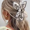 Women's Boho Style Paisley Pattern Bowknot Design Hair Claw, White Ponytail Claw Clip, Vintage Trendy Flower Hair Claw Clip Extensions, Fashionable Hair Accessories for Women & Girls, Elegant Pastel Bow, Flower Hair Clips, Hair Decor