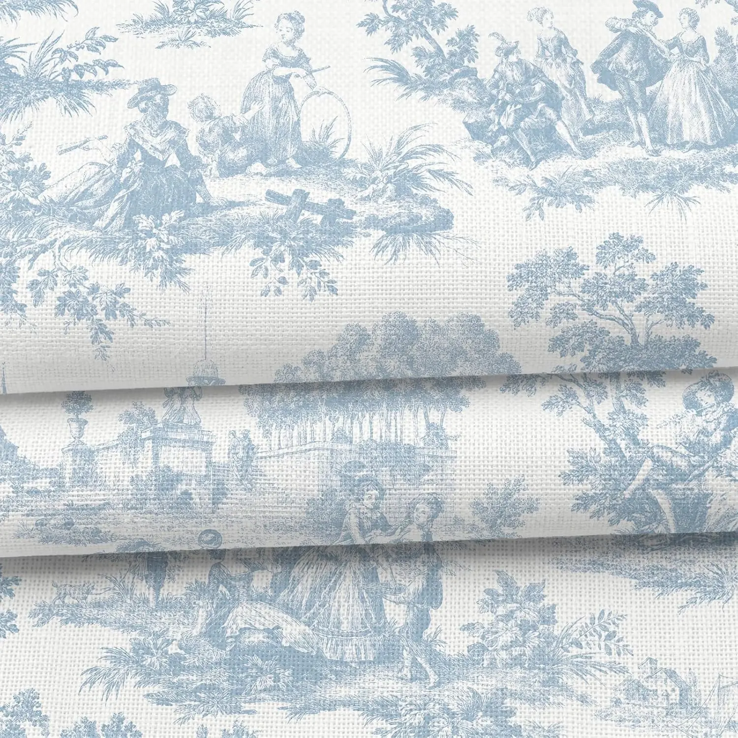 Toile de Jouy Light Blue French Country Floral Print Linen Fabric by the Yard, 59 Inch x 1 Yard, Soft Rustic Pattern for Sewing, Quilting, DIY Crafts, Sofa Covers, Tablecloth & CurtainsGift