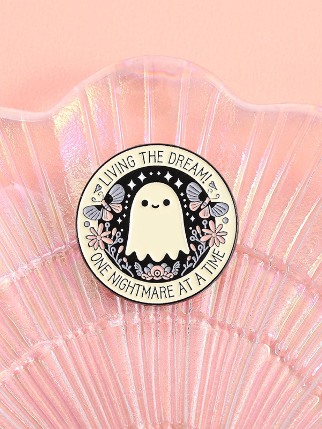 Cute Ghost Design Brooch, Fashion Brooch for Women & Men, Enamel Pin Suitable for Backpacks, Jeans, Scarves, Hats Decoration, Casual Alloy Accessories for Daily Wear, Flower Brooch Pin