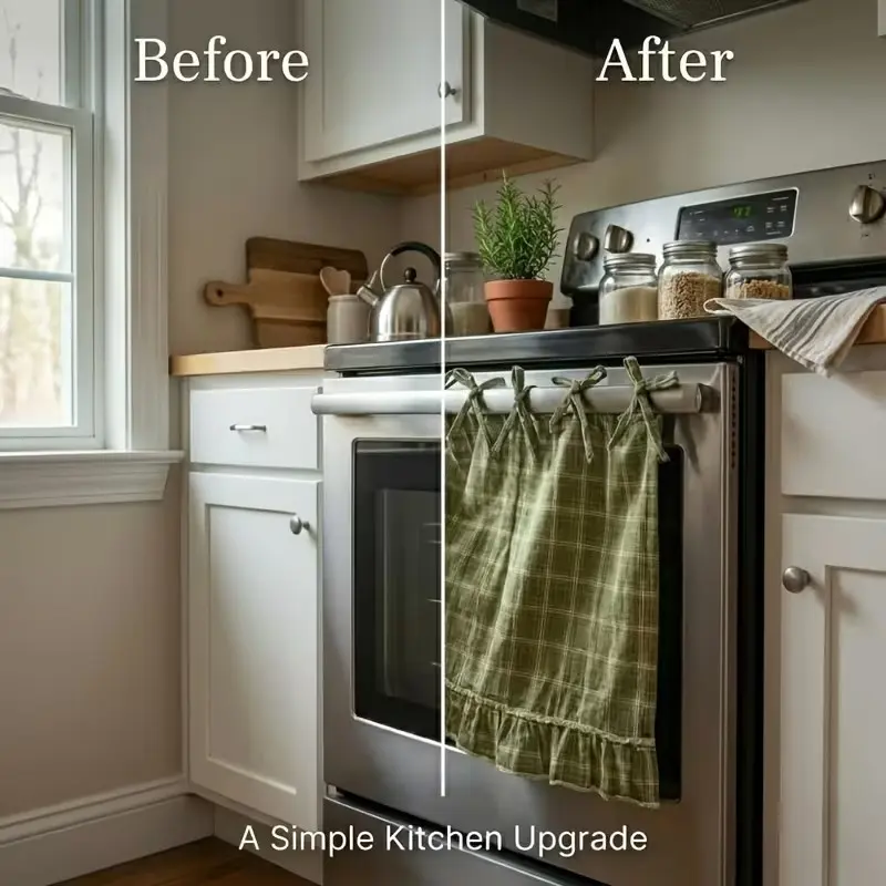 Rustic Farmhouse Appliance Cover, Handmade Large Oven Dust Cover, Vintage Kitchen Decor, Dustproof Design, Reusable Dust Proof Protector, Dustproof Design Covers, Includes Kitchen Apron