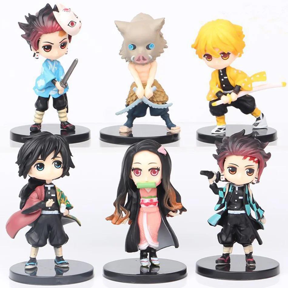 6pcs Demon Slayer Figure Set Kimetsu No Yaiba PVC Q Posket Tanjirou Nezuko Agatsuma Kids Toys Gift In Stock