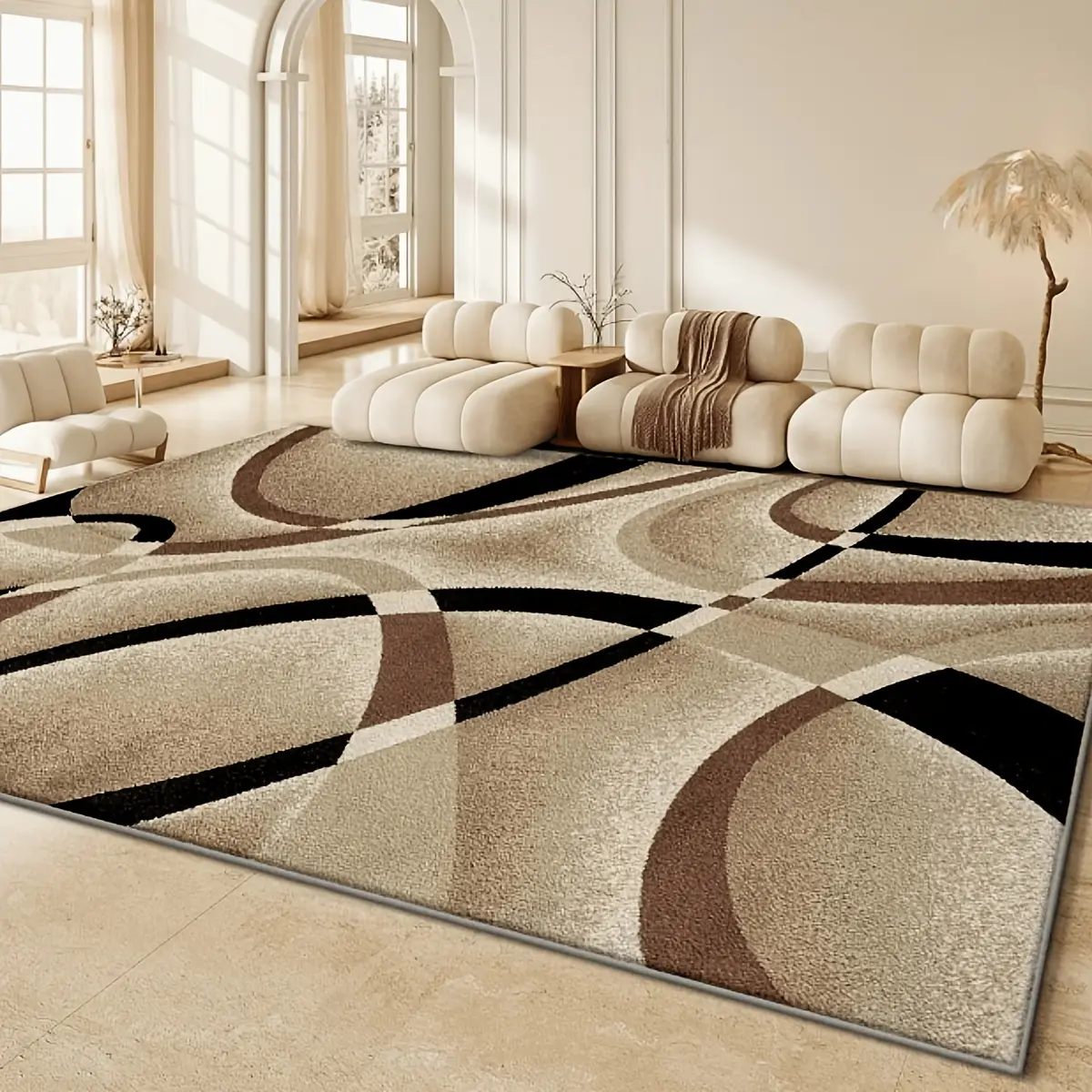 YANYANAN-1-Pack Modern Vintage Style Rectangular Area Rug, Thick and Soft, Non-Slip, Easy to Clean, Machine Washable. Perfect for Living Room, Bedroom, Dining Room, and Office. Home Decor Carpet.