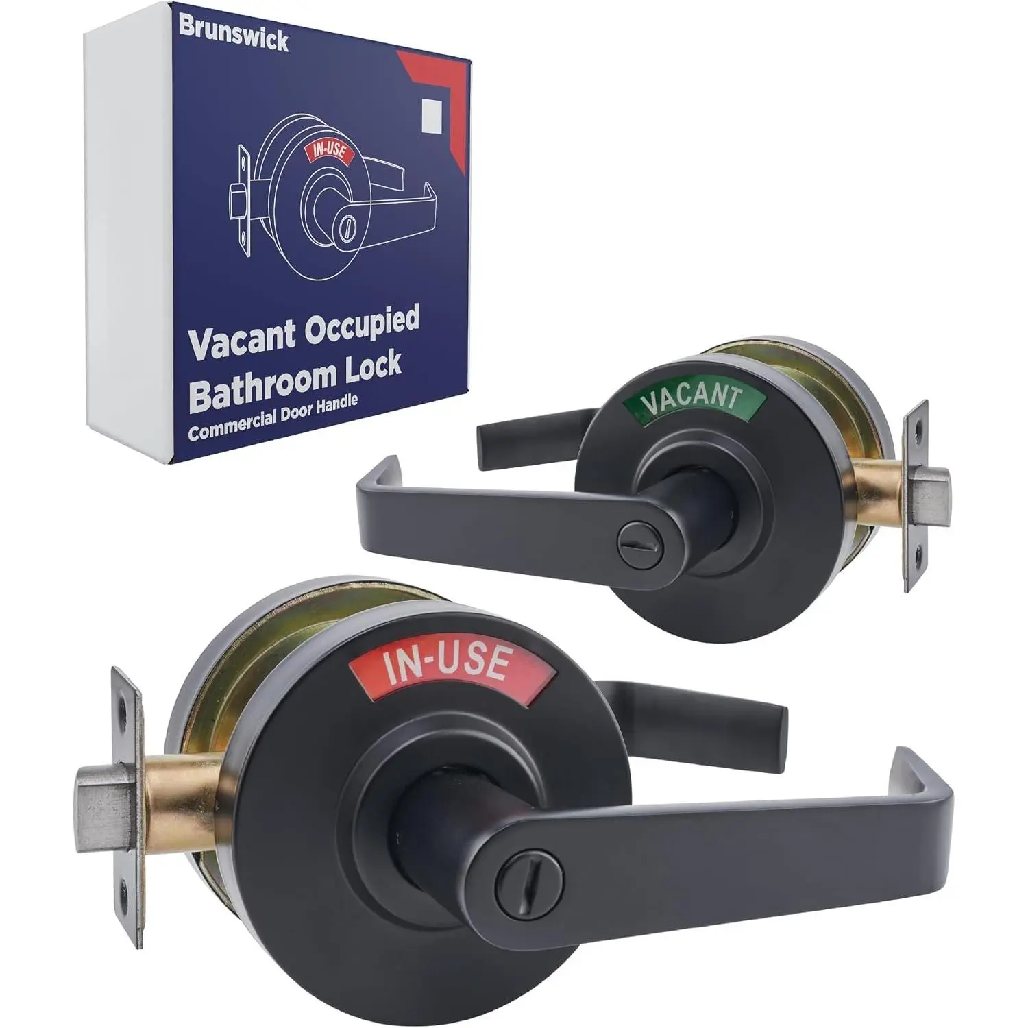 Commercial Door Handle - Vacant Occupied Bathroom Lock | Black Restroom Door Lock for Public & Industrial Buildings