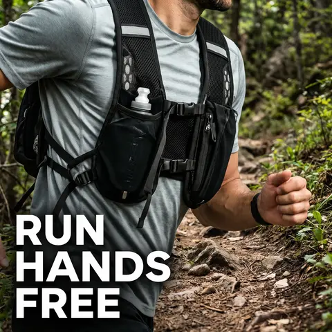 Unisex Trail Running Hiking Cycling Vest, Lightweight Backpack with Water Bottle Bag, Adjustable Straps, Reflective Design, Outdoor Active Sports Bag