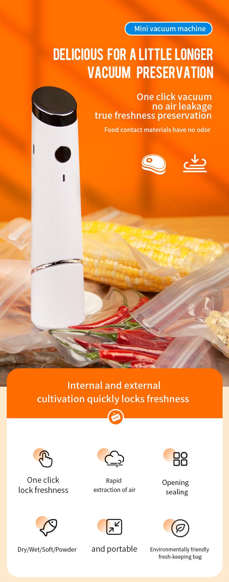 Compact Vacuum Sealer for Food (Vacuum Sealer Machine + 10 Reusable Vacuum Bags) Powerful Handheld Vacuum Sealer Machine, Seal Meal Saver, Portable Food Sealer