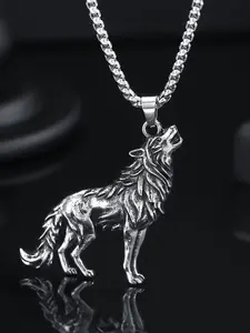 1 Pc Fashionable European and American Retro Vintage Wolf Pattern Pendant Necklace, Men's Pendant Necklace Accessory, Stylish Decorative Jewelry