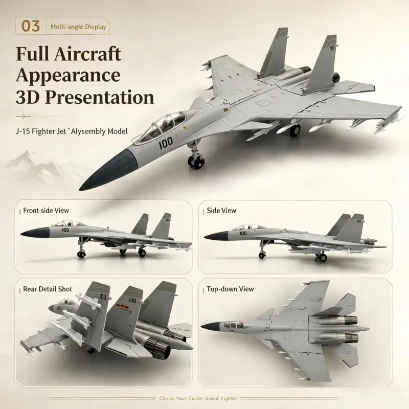 1/72 J-15 Aircraft Model Kit, Abs Material, Adult Collectible, Desk Decor, Perfect Gift for Aviation Enthusiasts, Realistic Design, Base Included