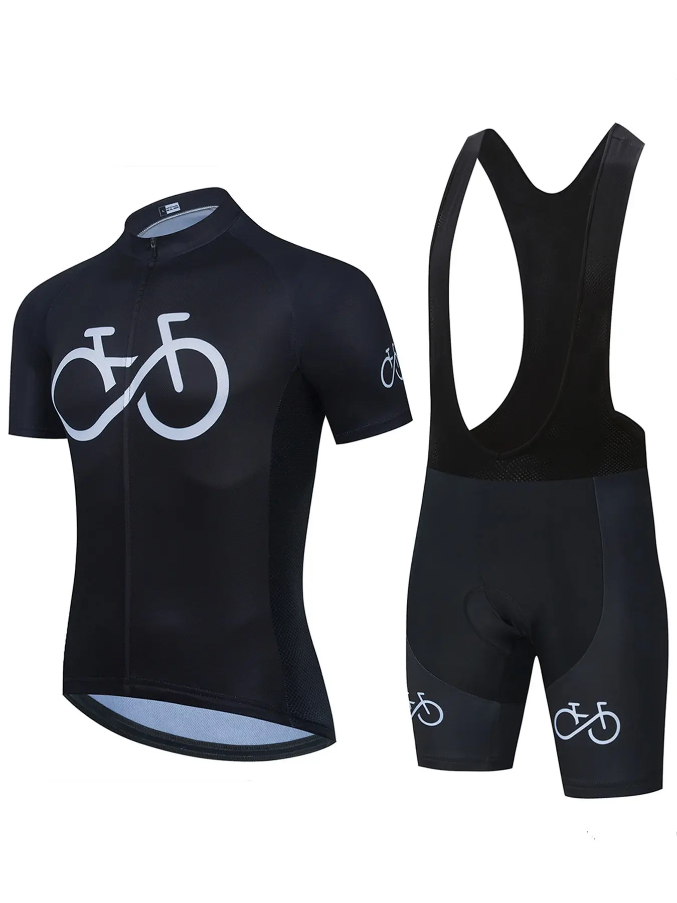 New Men's Cycling Short Sleeve Set, Breathable Sportswear, Road Bike Shirt, Three Back Pockets, Round Neck, Knit Fabric, All Seasons